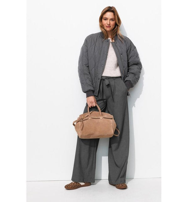 Pantalon Large et Rayé Femme - Gris Raye