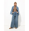 Jean Large Taille Haute Femme - Jeans Uni Fonce