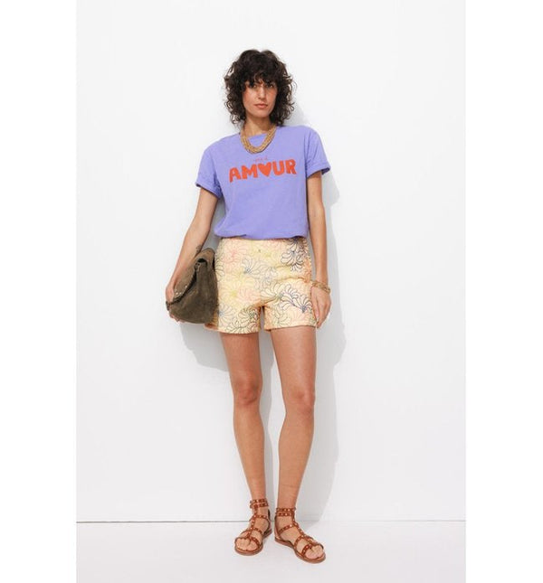 Short Matelassé Brodé Femme - Naturel Imprime