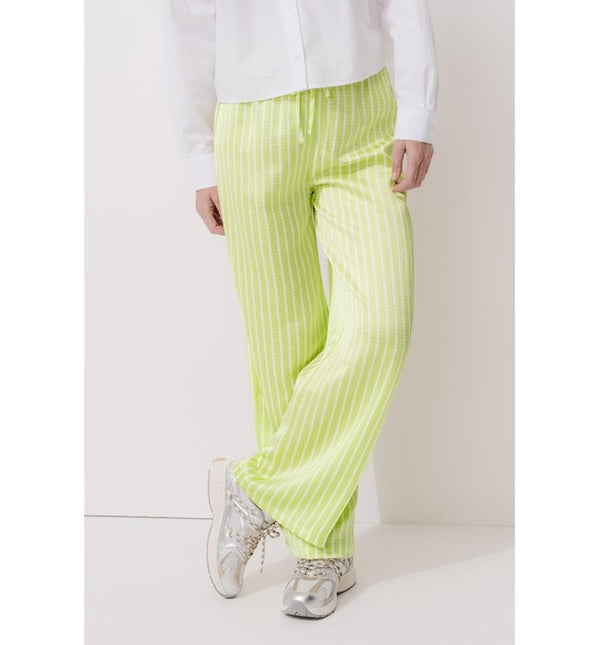 Pantalon Large en Satin Femme - Jaune Uni Colore