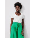 T-shirt Col V en Coton Femme - Blanc Uni Clair