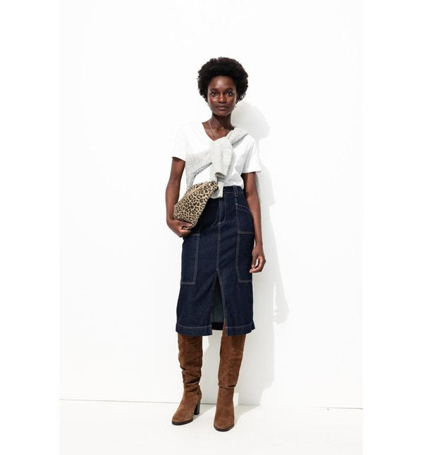 T-shirt Col V Femme - Blanc Uni Clair