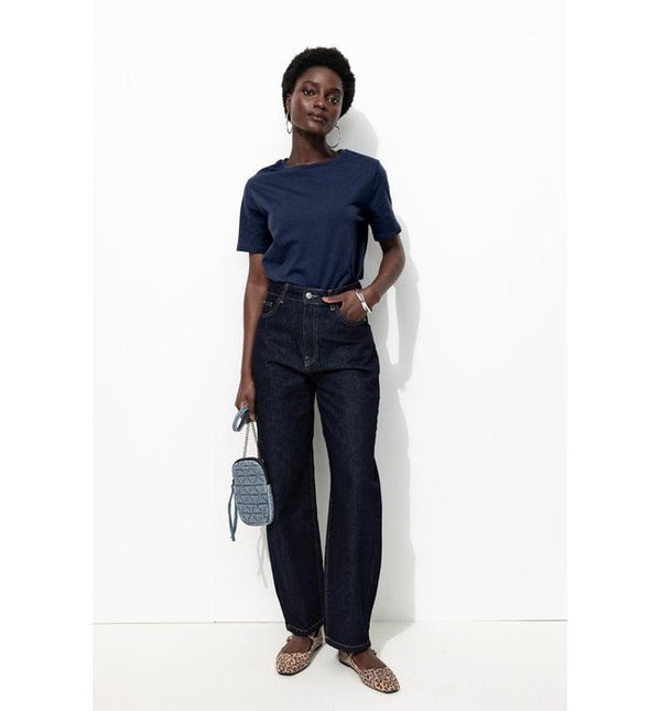T-shirt Col Rond Éco-conçu - Bleu Uni Fonce