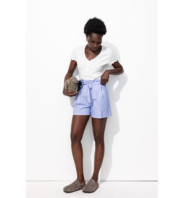 T-shirt Col V Femme - Blanc Uni Clair