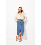 Chemise en Gaze de Coton Brodé - Naturel Uni Clair