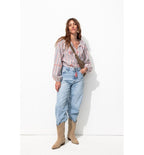 Blouse Rayée Brodée Femme - Multicolore Raye