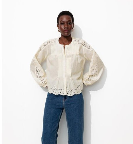 Chemisier Broderie Anglaise - Naturel Uni Clair