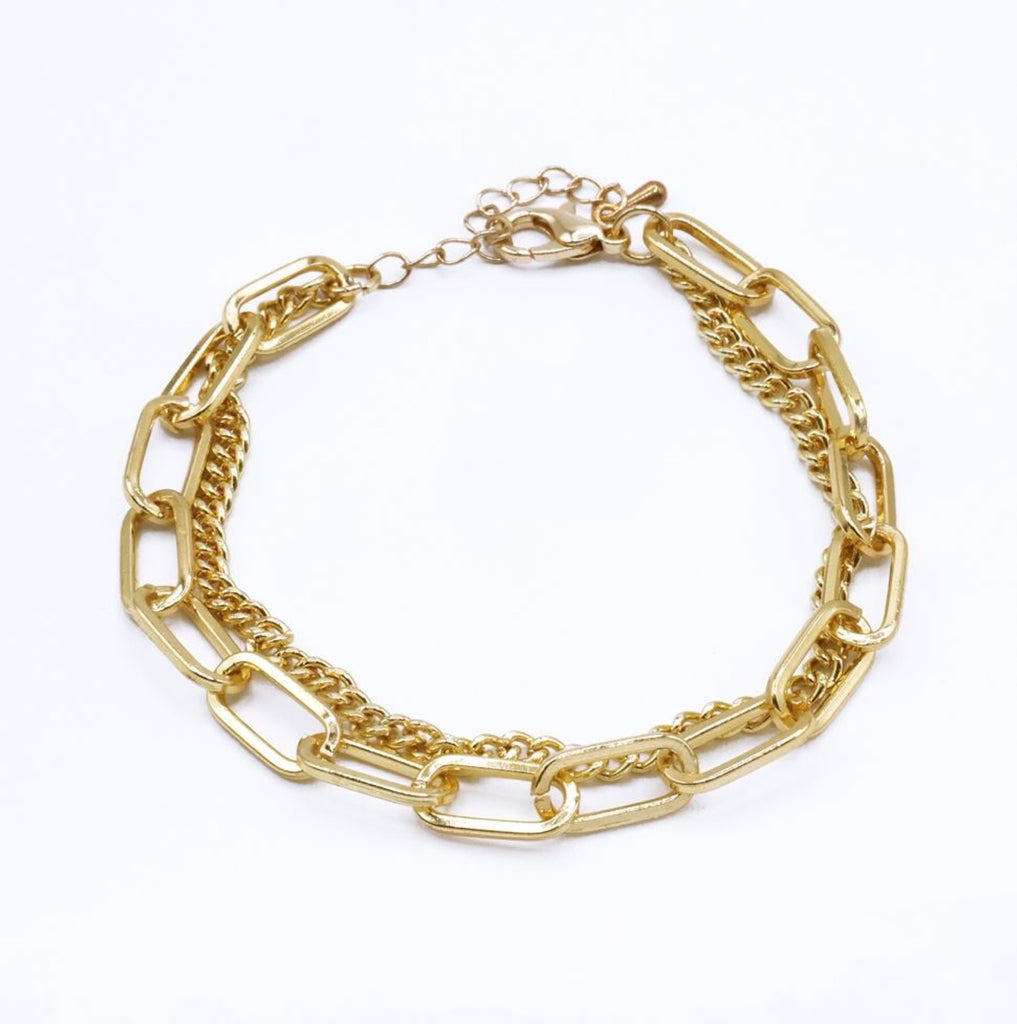 Bracelet Double Chaine - Laiton Doré