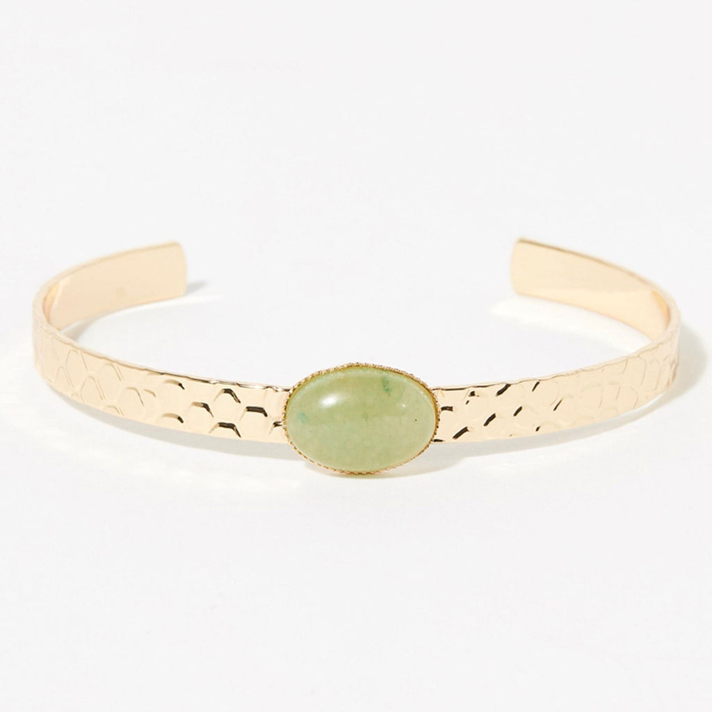 Jonc Mare Jade Verte - Laiton Doré
