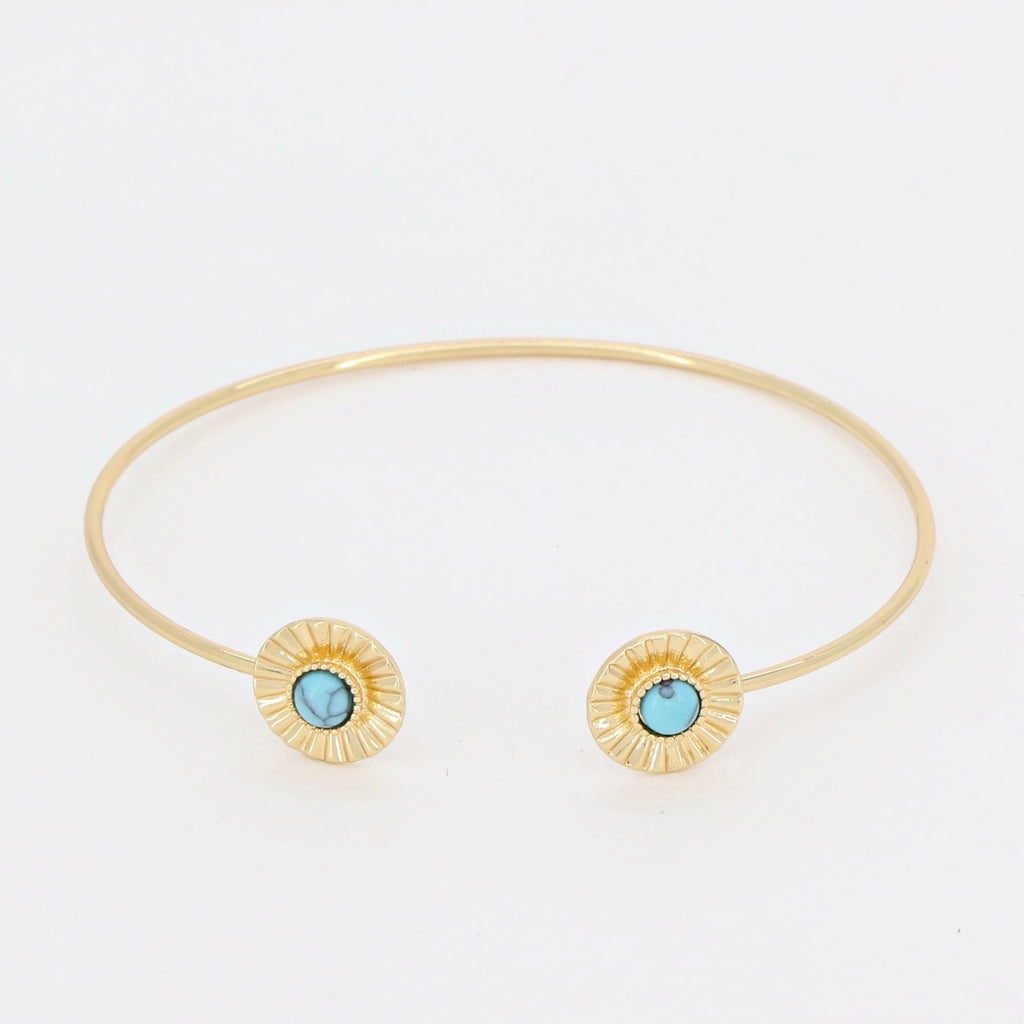 Jonc Bali Turquoise - Laiton Doré