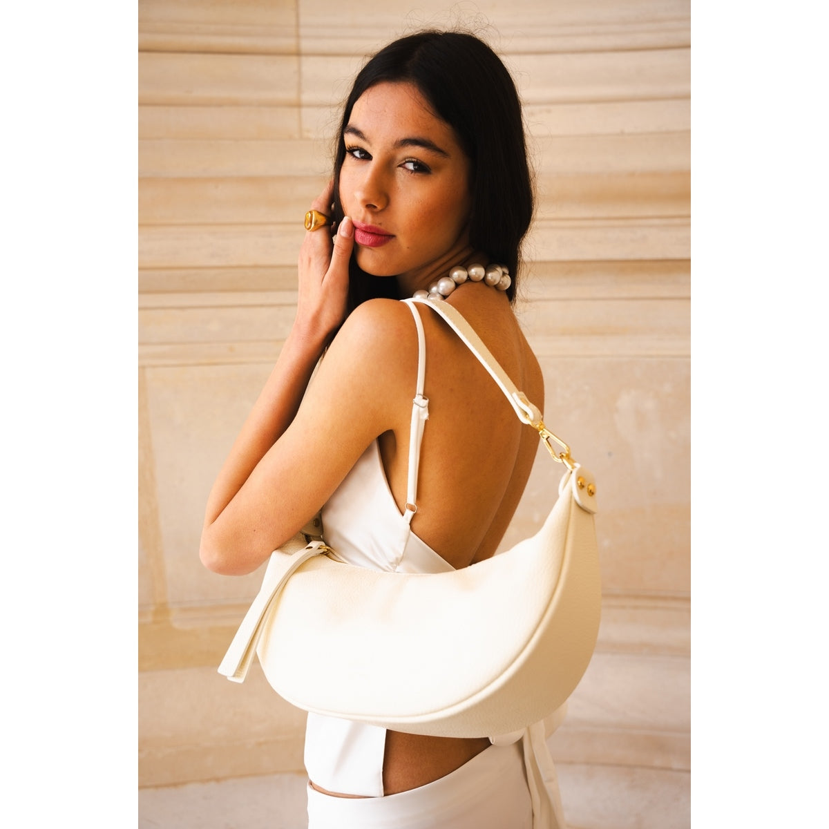 Sac À Bandoulière Bruna - Blanc Cassé