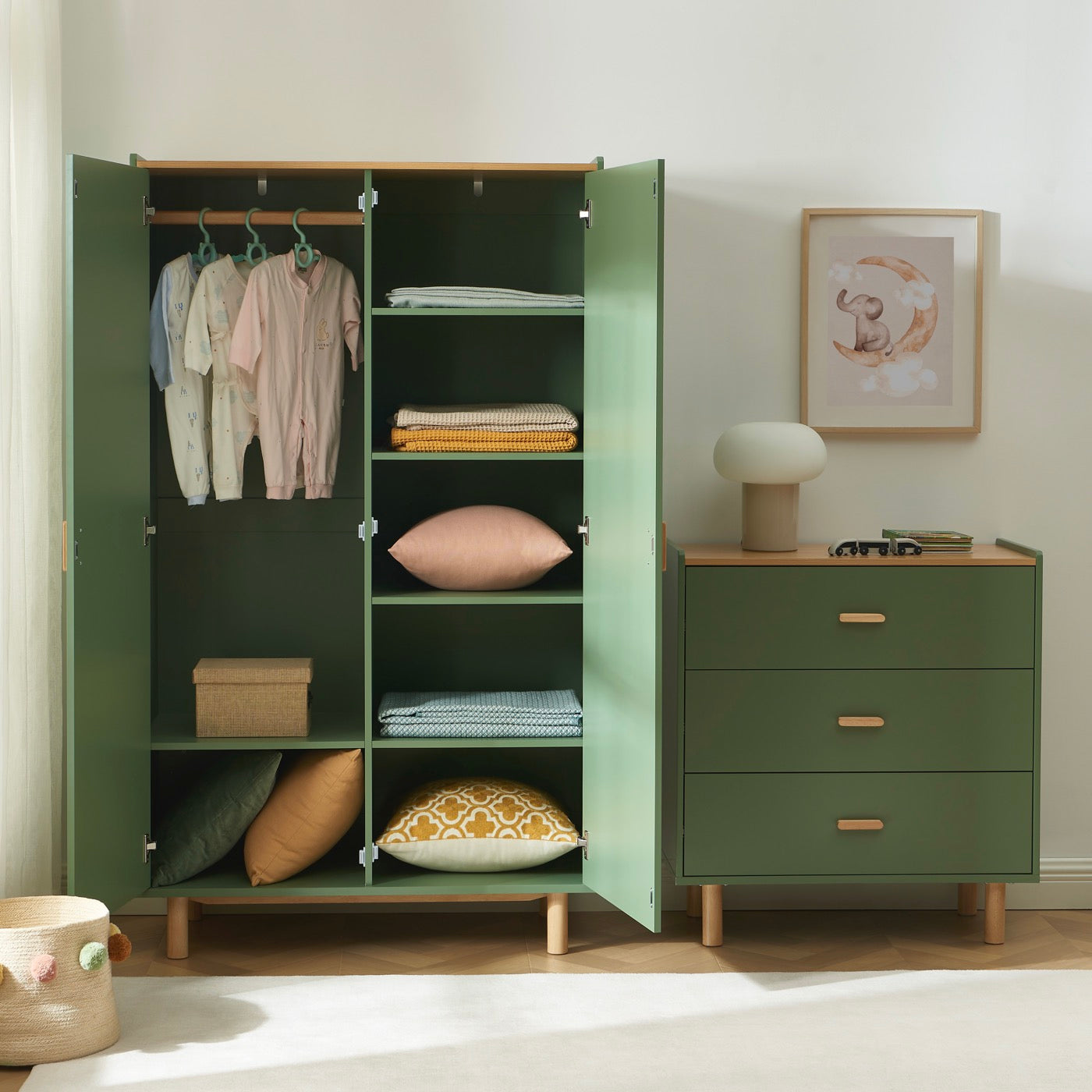 Aura - Armoire Enfant 2 Portes - Vert