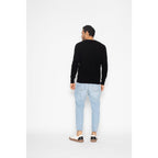 Pull Col V Agel Noir, Jersey, 100% Cachemire, 2 Fils - Homme
