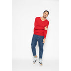Pull Col V Agel Rouge, Jersey, 100% Cachemire, 2 Fils - Homme