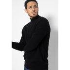 Pull Zippé Albaron Noir, Jersey, 100% Cachemire, 2 Fils, 260 Gr - Homme
