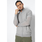 Pull Zippé Albaron Gris Chiné, Jersey, 100% Cachemire, 2 Fils, 262 Gr - Homme