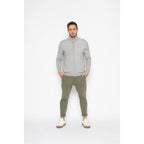 Pull Zippé Albaron Gris Chiné, Jersey, 100% Cachemire, 2 Fils, 262 Gr - Homme