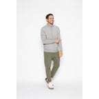 Pull Zippé Albaron Gris Chiné, Jersey, 100% Cachemire, 2 Fils, 262 Gr - Homme