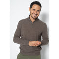 Pull Col Zippé Ambin Taupe, Jersey, 100% Cachemire, 2 Fils - Homme