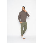 Pull Col Zippé Ambin Taupe, Jersey, 100% Cachemire, 2 Fils - Homme