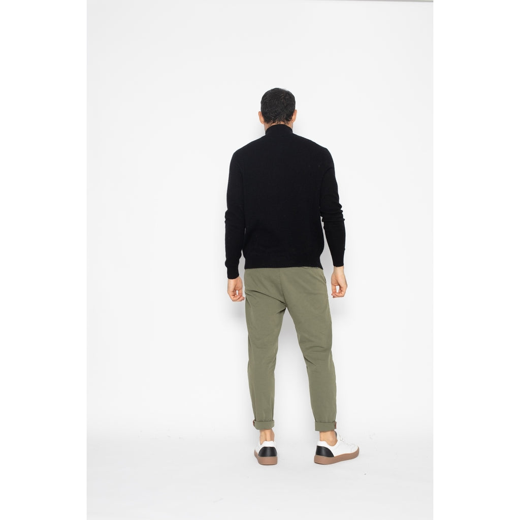 Pull Col Zippé Ambin Noir, Jersey, 100% Cachemire, 2 Fils - Homme