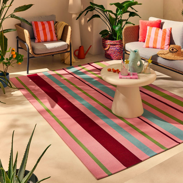 Azur - Tapis D'Extérieur - Polypropylène/Polyester - Rose
