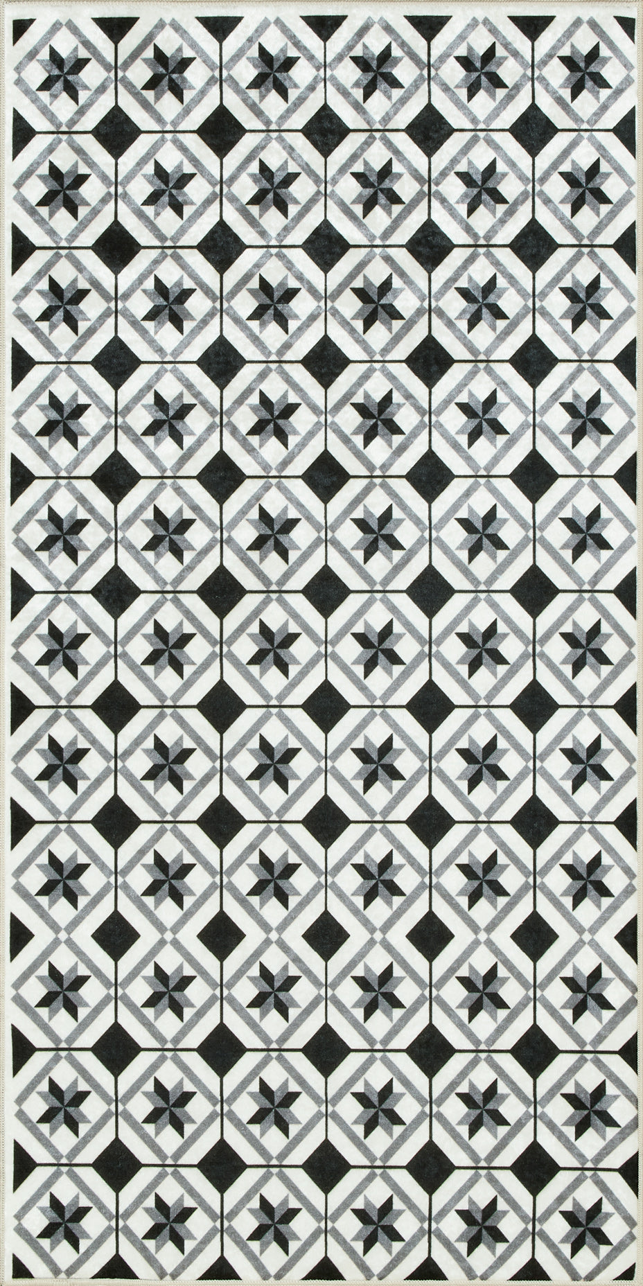 Azulejo - Tapis De Cuisine D'Intérieur - Polyester Imprimé - Noir