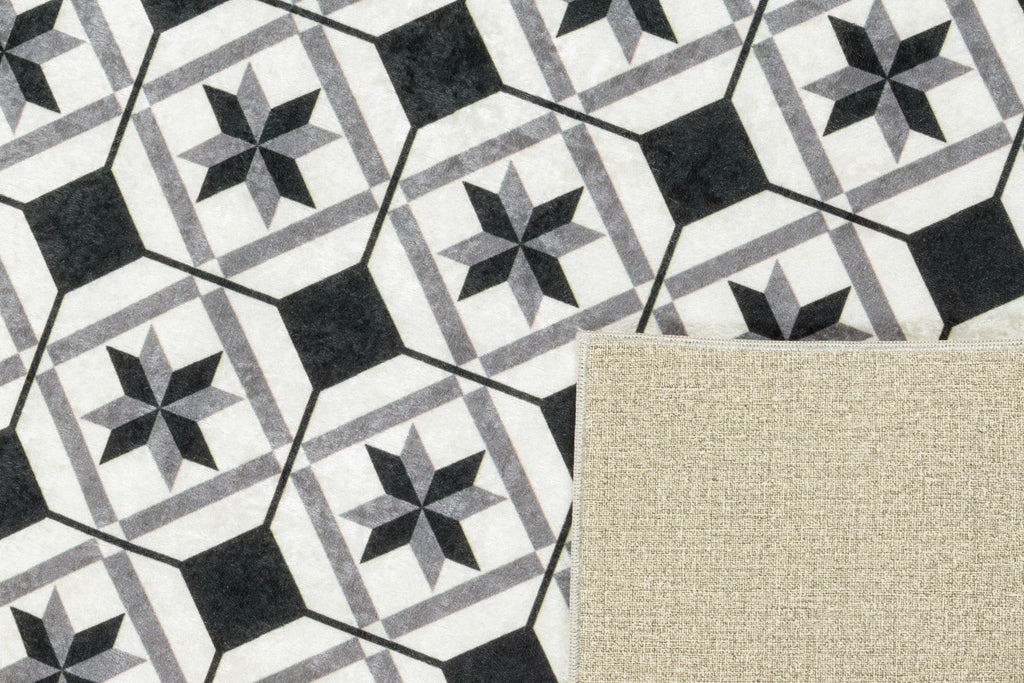 Azulejo - Tapis De Cuisine D'Intérieur - Polyester Imprimé - Noir