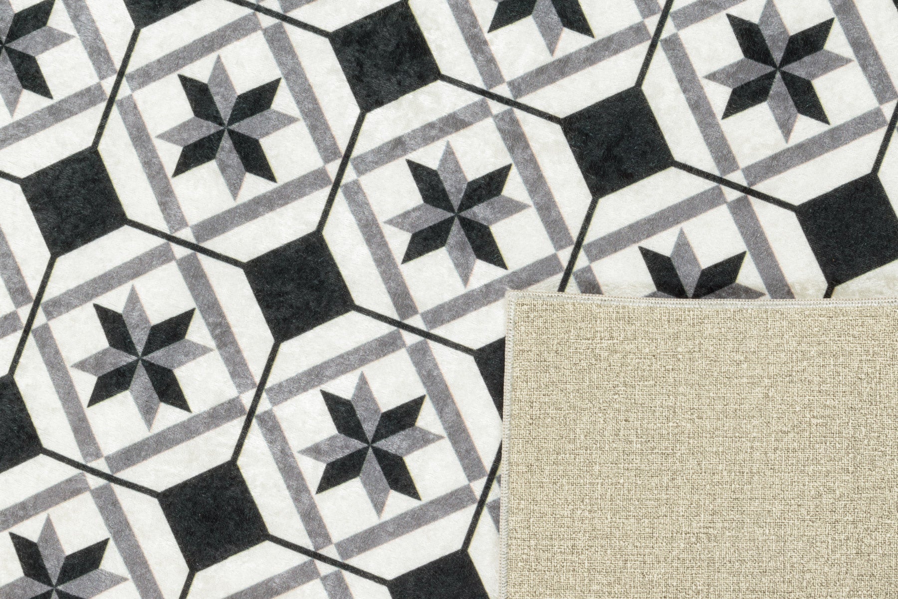 Azulejo - Tapis De Cuisine D'Intérieur - Polyester Imprimé - Noir