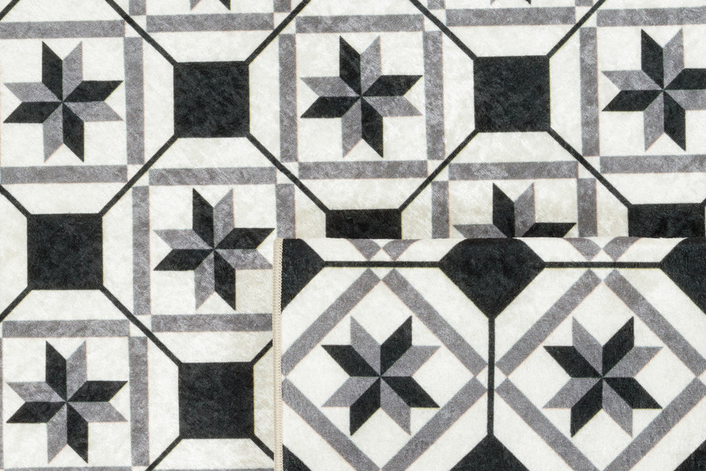 Azulejo - Tapis De Cuisine D'Intérieur - Polyester Imprimé - Noir