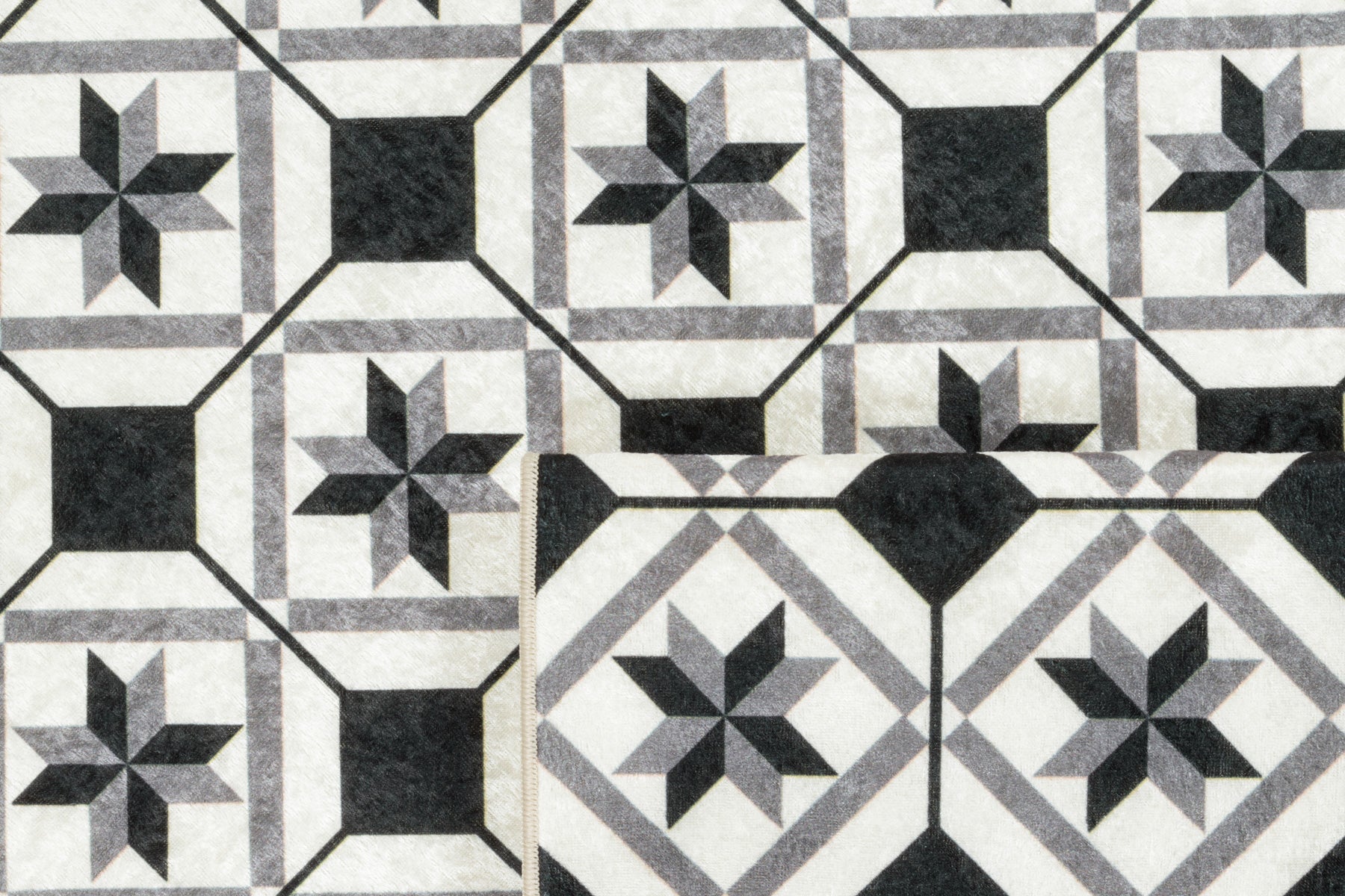 Azulejo - Tapis De Cuisine D'Intérieur - Polyester Imprimé - Noir