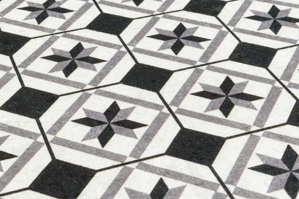Azulejo - Tapis De Cuisine D'Intérieur - Polyester Imprimé - Noir