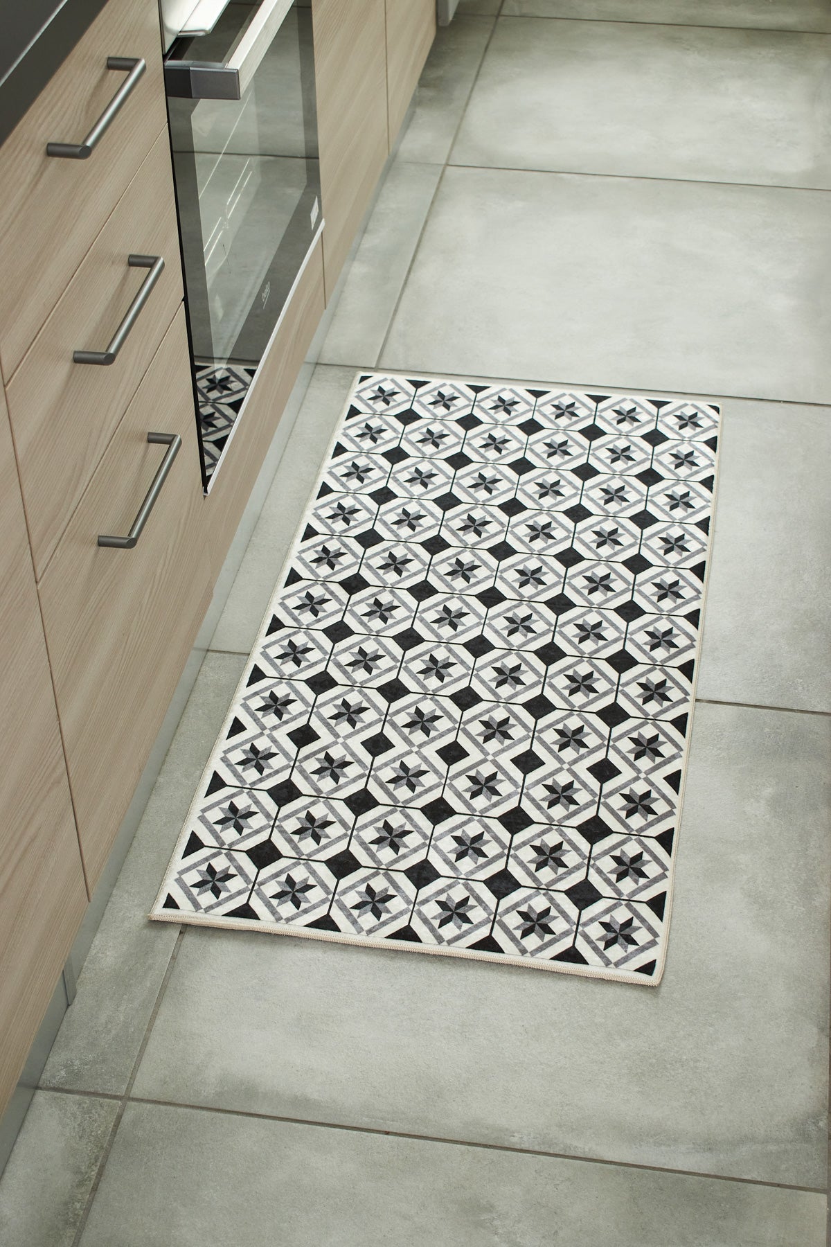 Azulejo - Tapis De Cuisine D'Intérieur - Polyester Imprimé - Noir