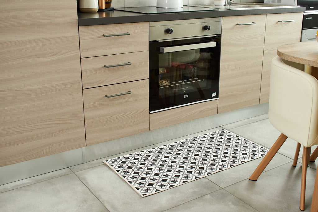 Azulejo - Tapis De Cuisine D'Intérieur - Polyester Imprimé - Noir