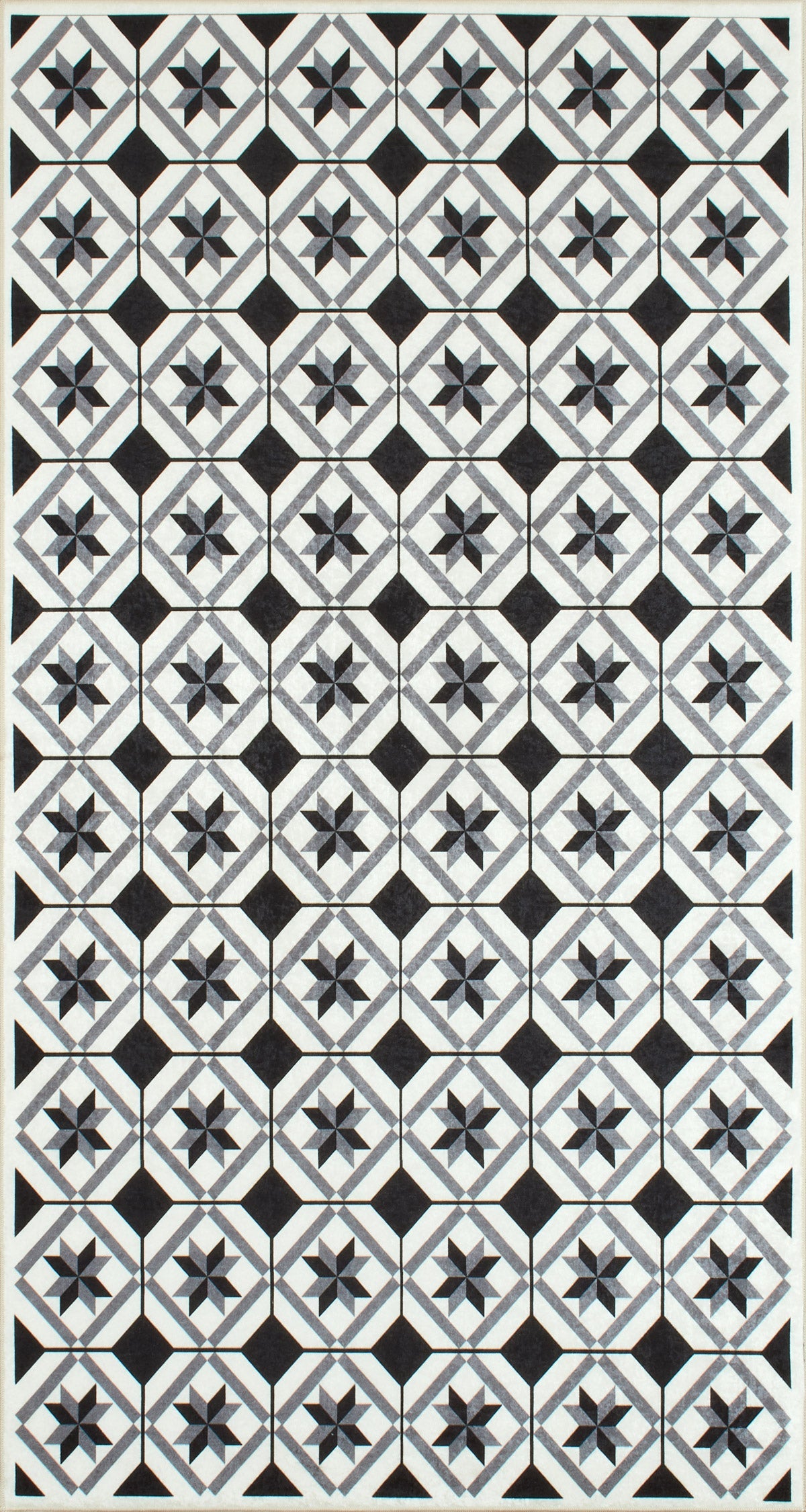 Azulejo - Tapis De Cuisine D'Intérieur - Polyester Imprimé - Noir