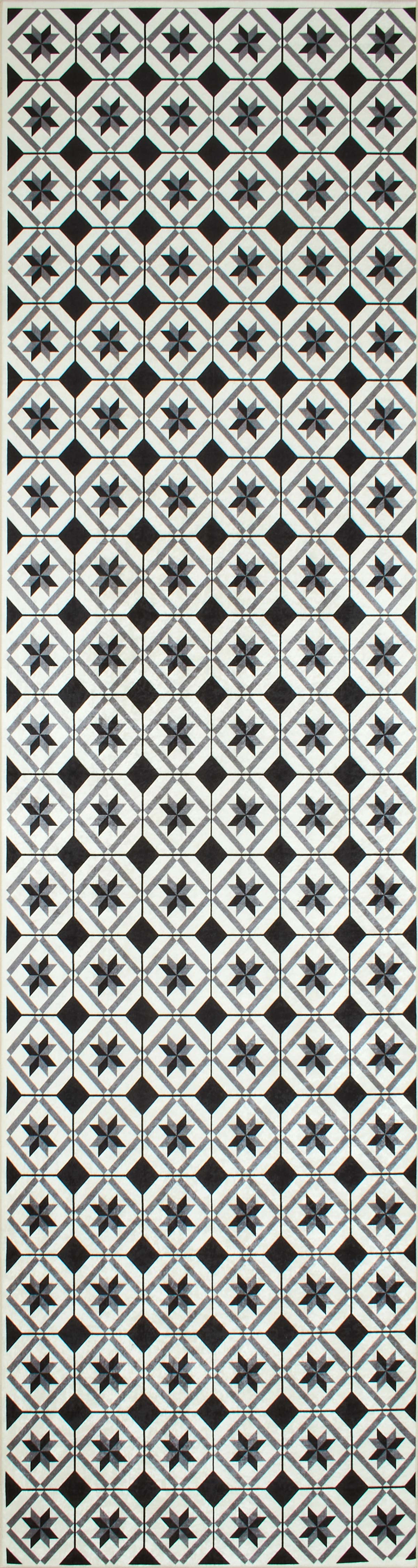 Azulejo - Tapis De Cuisine D'Intérieur - Polyester Imprimé - Noir