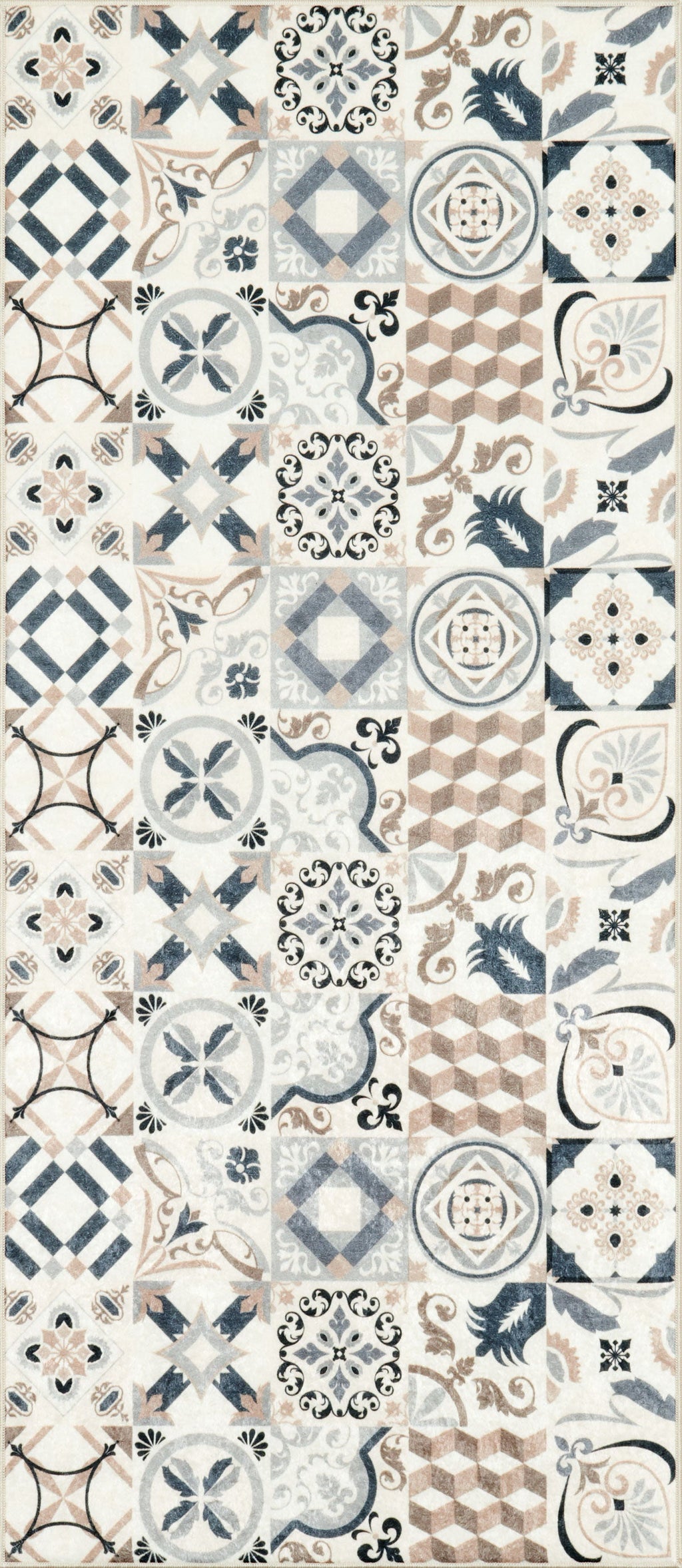 Azulejo - Tapis De Cuisine D'Intérieur - Polyester Imprimé - Marron