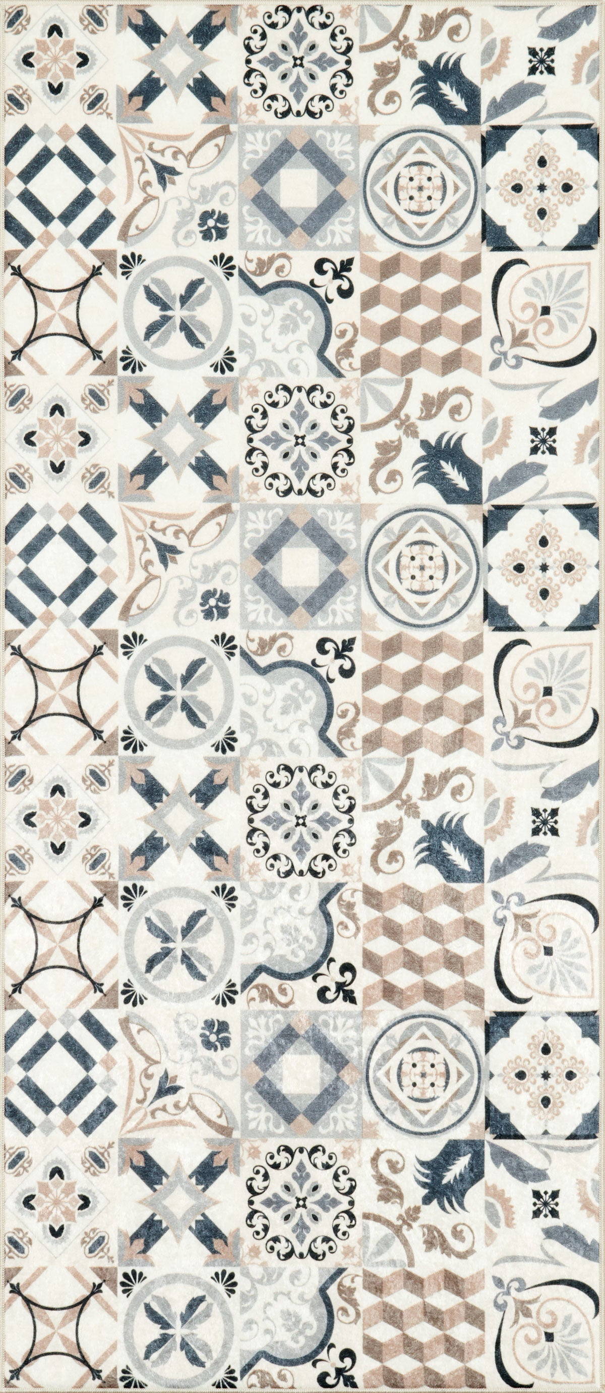 Azulejo - Tapis De Cuisine D'Intérieur - Polyester Imprimé - Marron