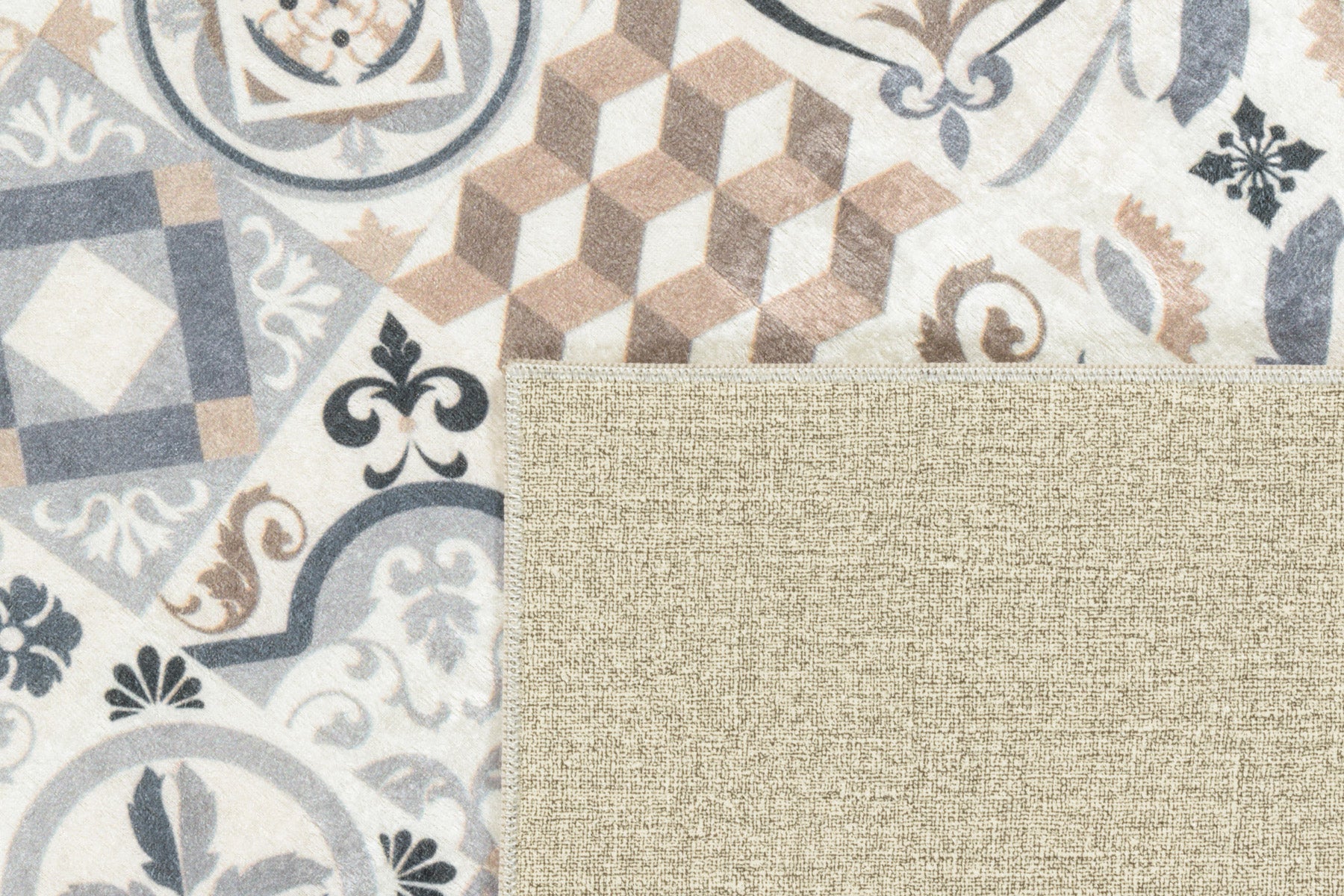 Azulejo - Tapis De Cuisine D'Intérieur - Polyester Imprimé - Marron