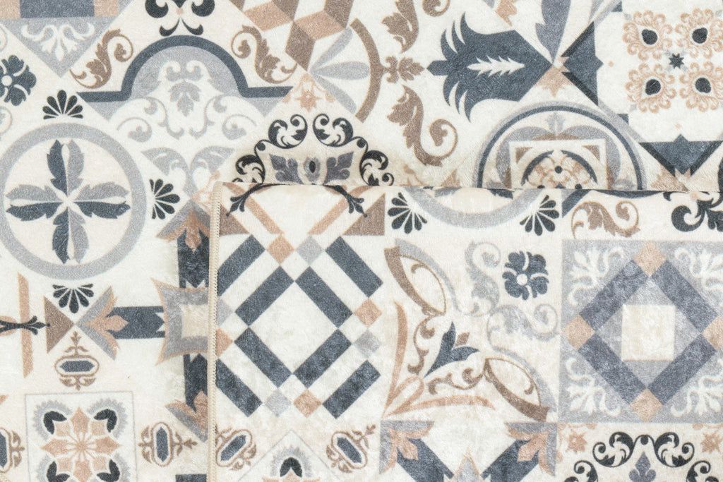 Azulejo - Tapis De Cuisine D'Intérieur - Polyester Imprimé - Marron