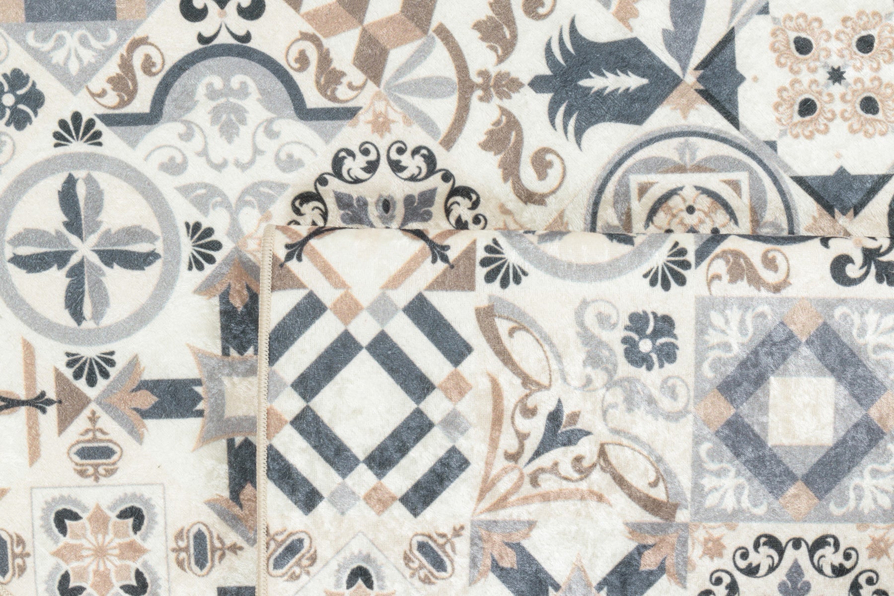 Azulejo - Tapis De Cuisine D'Intérieur - Polyester Imprimé - Marron