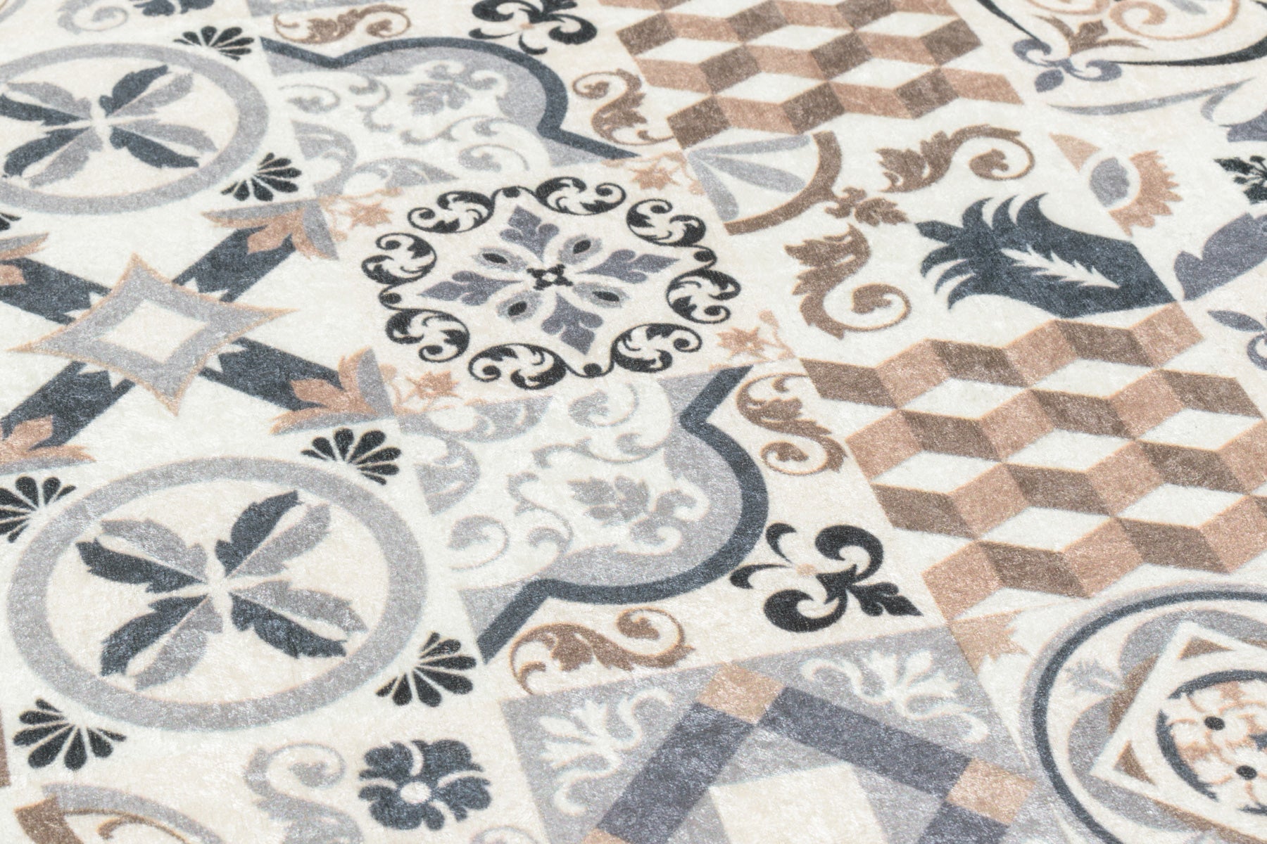 Azulejo - Tapis De Cuisine D'Intérieur - Polyester Imprimé - Marron