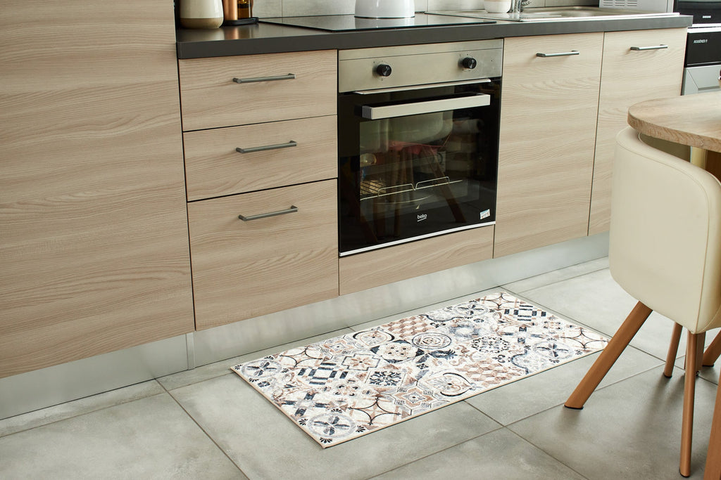 Azulejo - Tapis De Cuisine D'Intérieur - Polyester Imprimé - Marron
