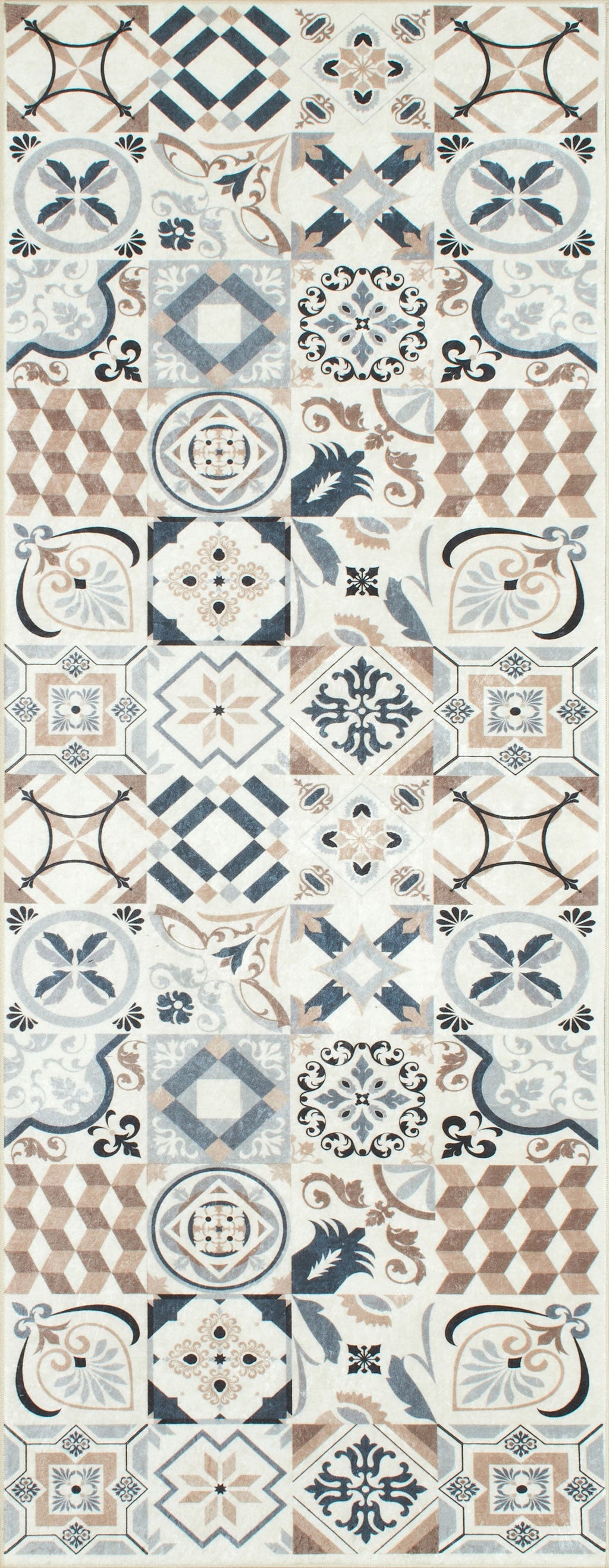 Azulejo - Tapis De Cuisine D'Intérieur - Polyester Imprimé - Marron