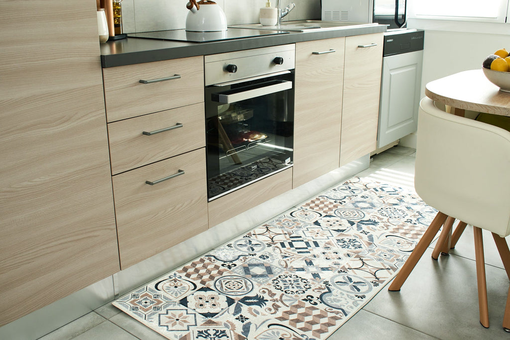 Azulejo - Tapis De Cuisine D'Intérieur - Polyester Imprimé - Marron