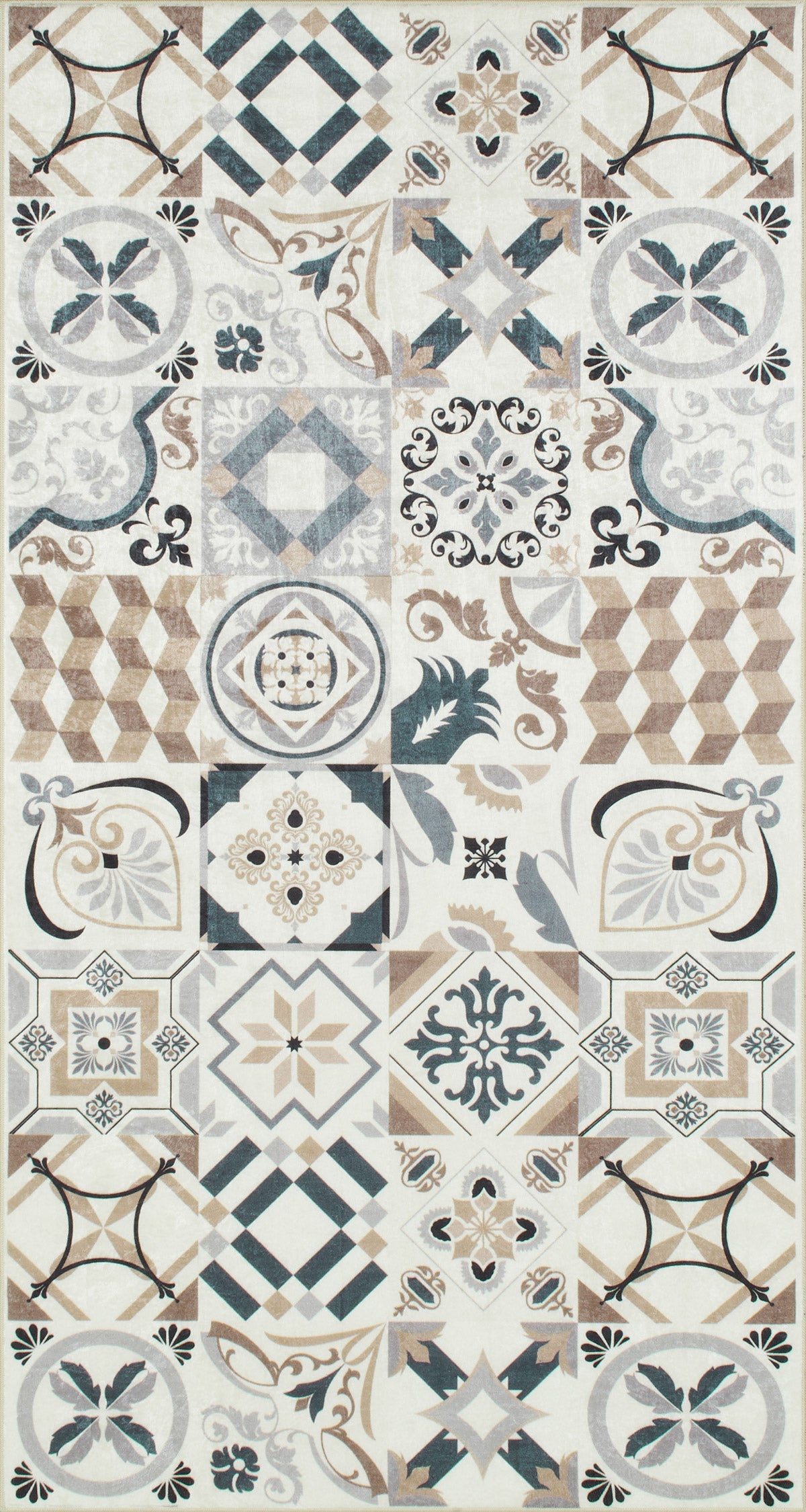 Azulejo - Tapis De Cuisine D'Intérieur - Polyester Imprimé - Marron