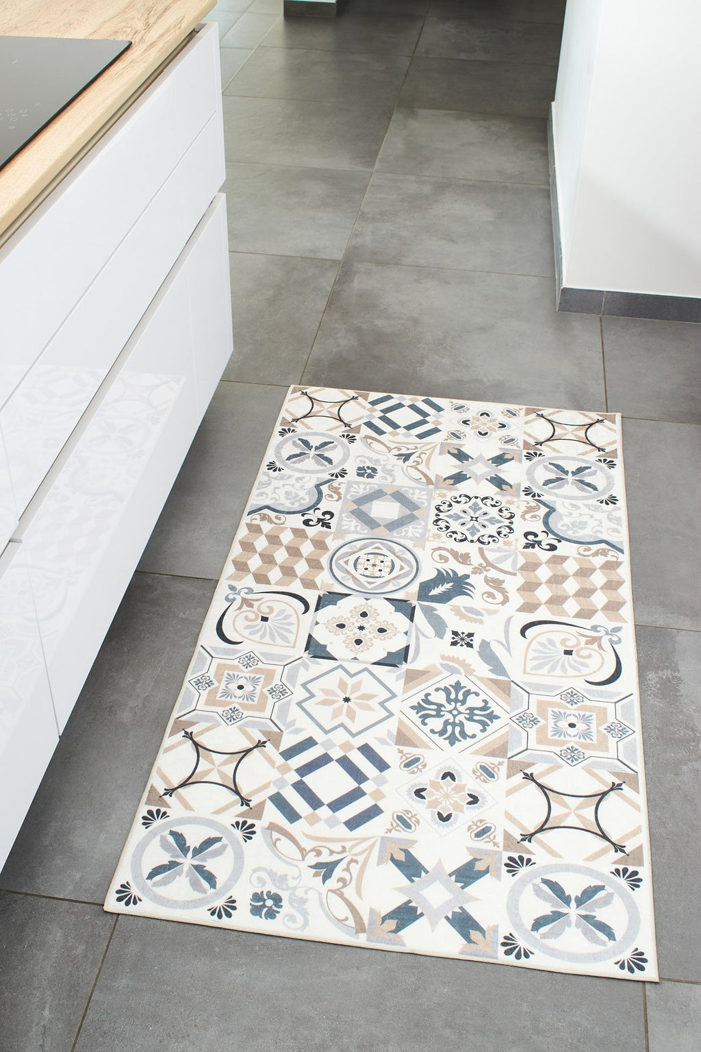 Azulejo - Tapis De Cuisine D'Intérieur - Polyester Imprimé - Marron