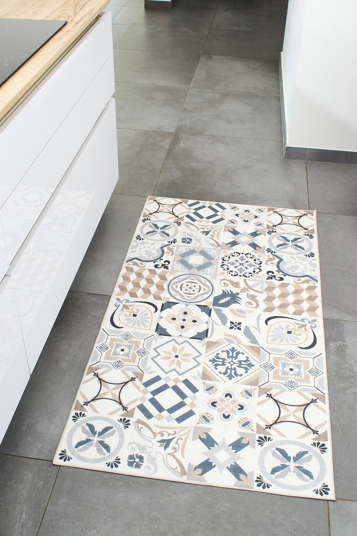 Azulejo - Tapis De Cuisine D'Intérieur - Polyester Imprimé - Marron