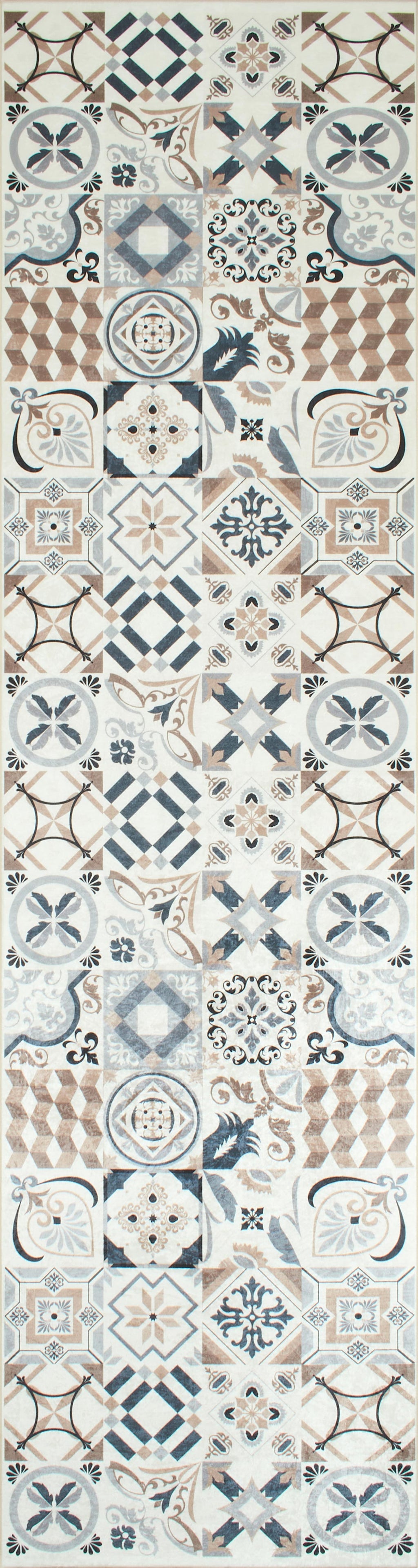 Azulejo - Tapis De Cuisine D'Intérieur - Polyester Imprimé - Marron