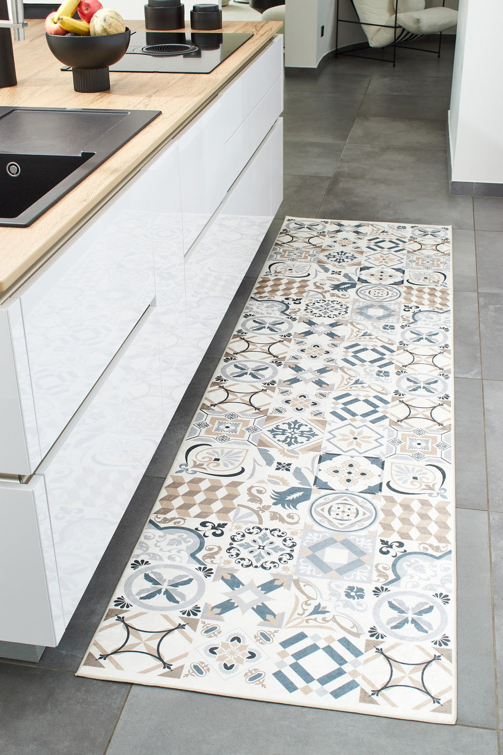 Azulejo - Tapis De Cuisine D'Intérieur - Polyester Imprimé - Marron
